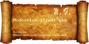 Modrovich Ifigénia névjegykártya